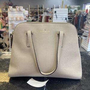 kate spade Cream Saffiano Satchel with Gold Hardware